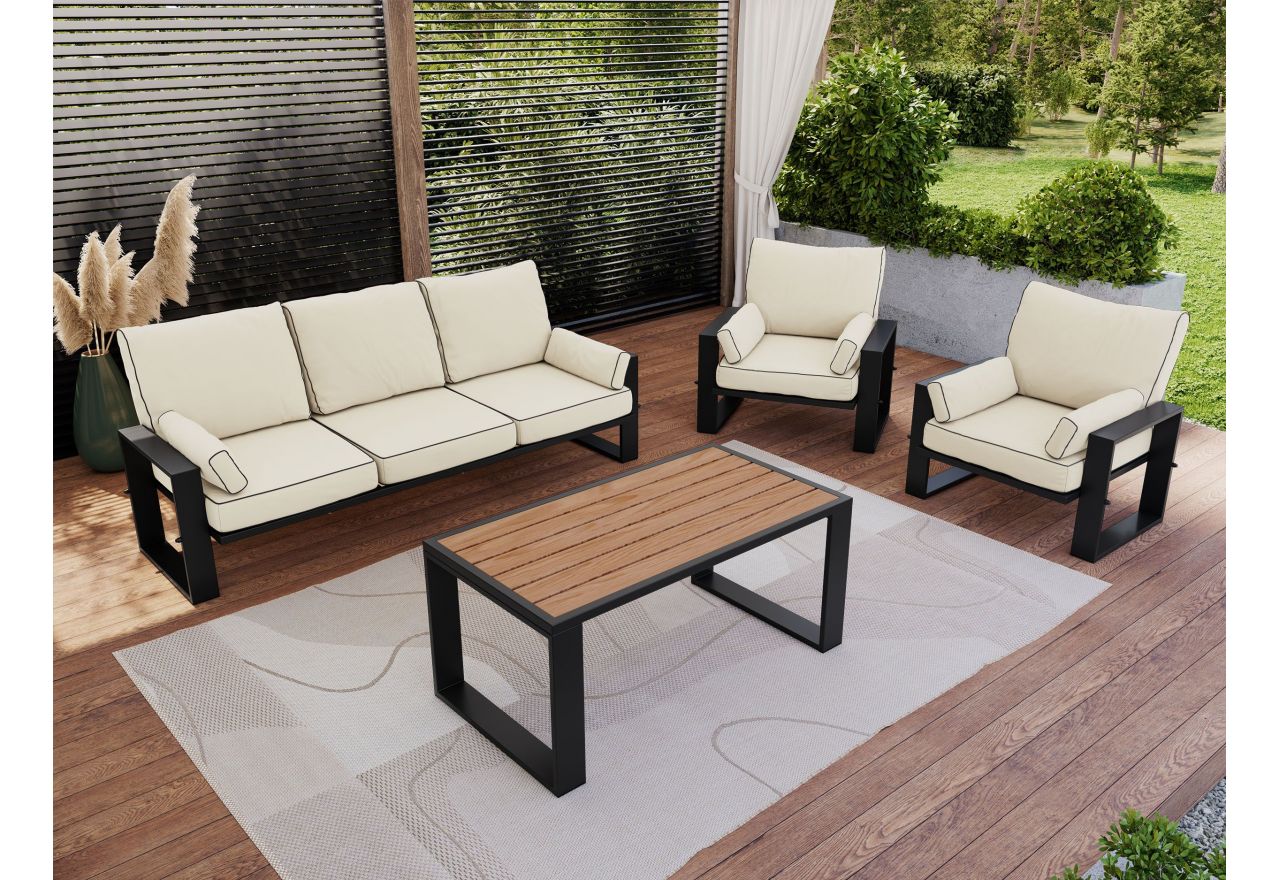 Zestaw metalowych mebli ogrodowych ELBA Z1 - beżowy