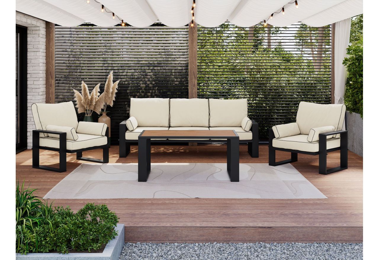 Zestaw metalowych mebli ogrodowych ELBA Z1 - beżowy