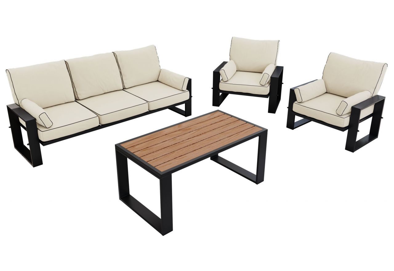 Zestaw metalowych mebli ogrodowych ELBA Z1 - beżowy