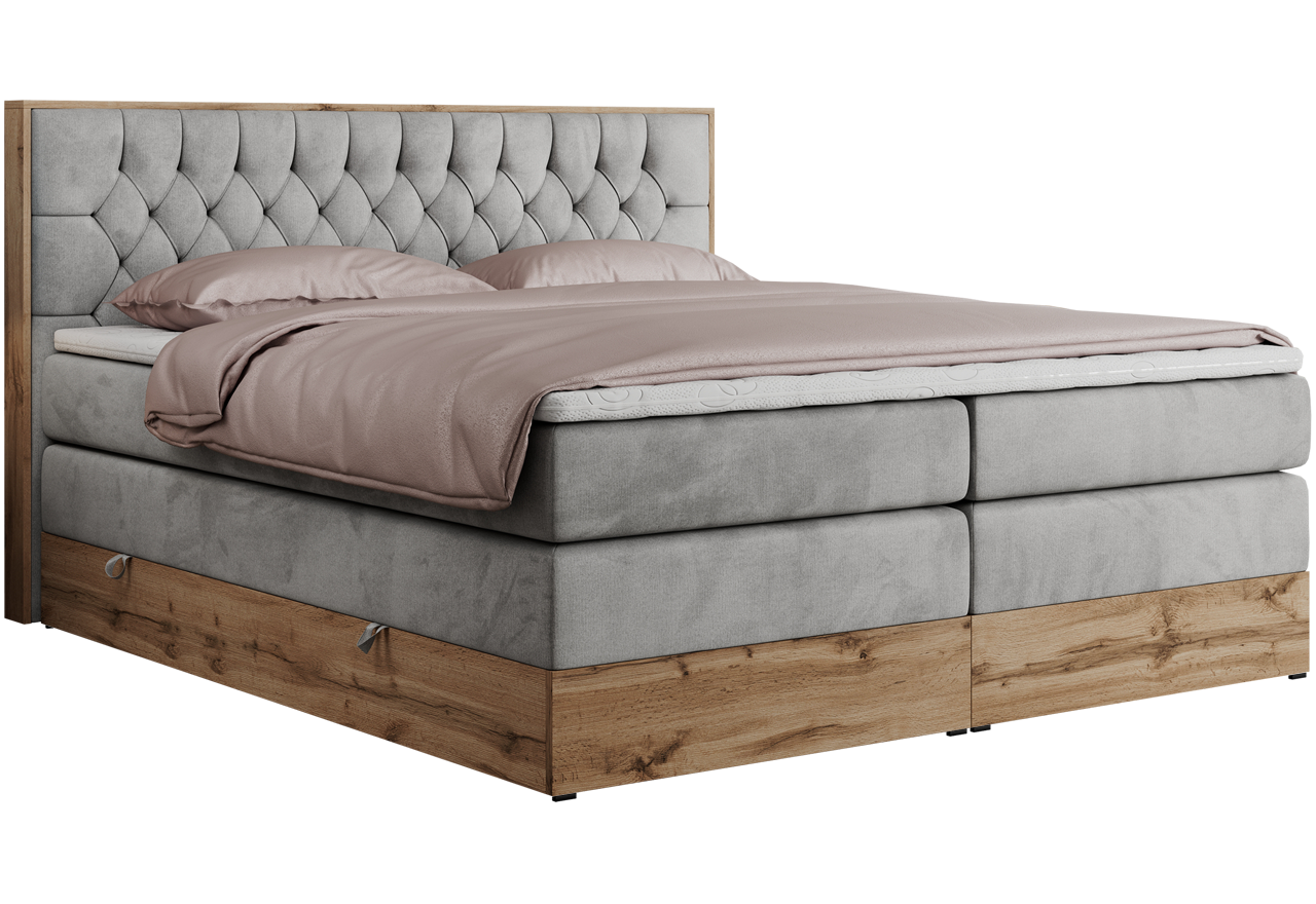 Łóżko kontynentalne AMORE KING 180x200 - Monolith 84 - jasny szary - OUTLETU