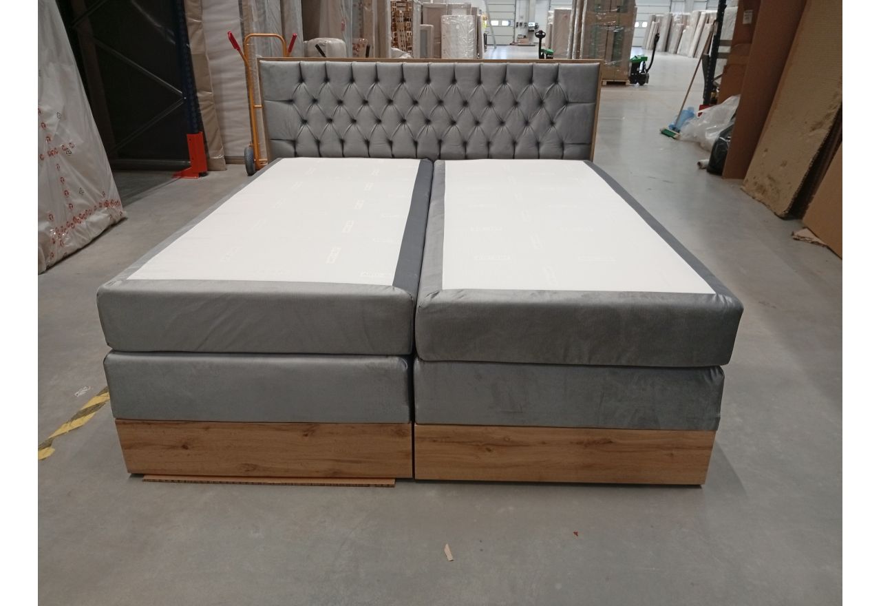 Łóżko kontynentalne AMORE KING 180x200 - Monolith 84 - jasny szary - OUTLETU