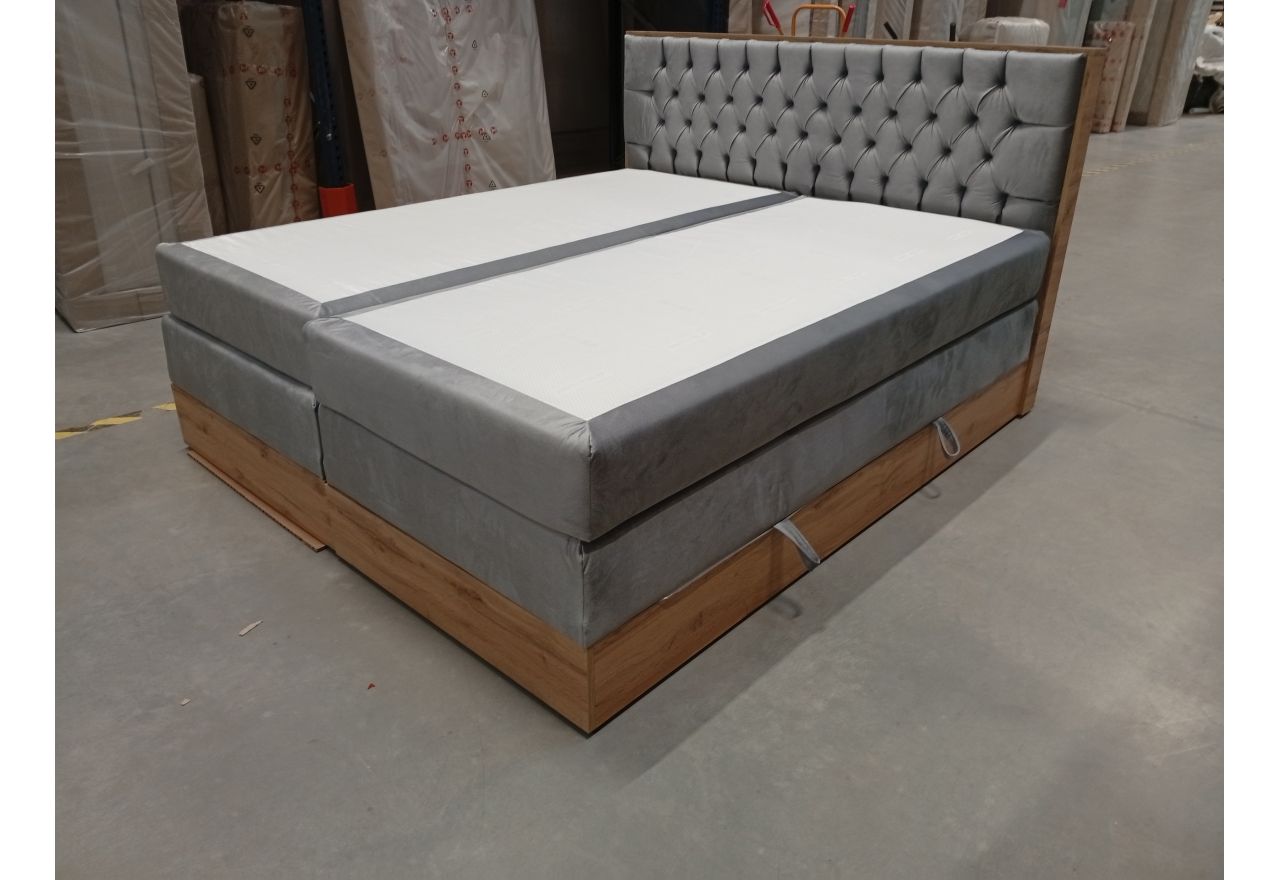 Łóżko kontynentalne AMORE KING 180x200 - Monolith 84 - jasny szary - OUTLETU