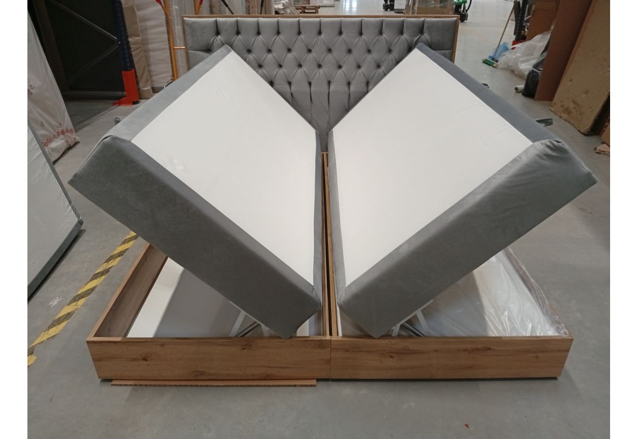 Łóżko kontynentalne AMORE KING 180x200 - Monolith 84 - jasny szary - OUTLETU