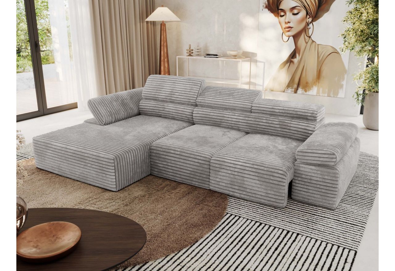 Narożnik z elektrycznym sterowaniem RILASSO L - Tilia 86 - szary - OUTLET