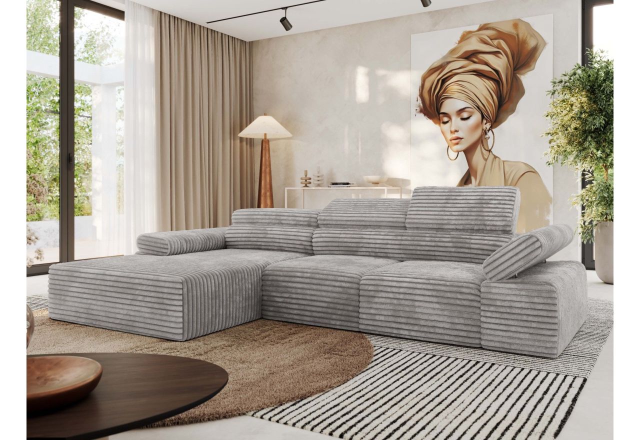 Narożnik z elektrycznym sterowaniem RILASSO L - Tilia 86 - szary - OUTLET