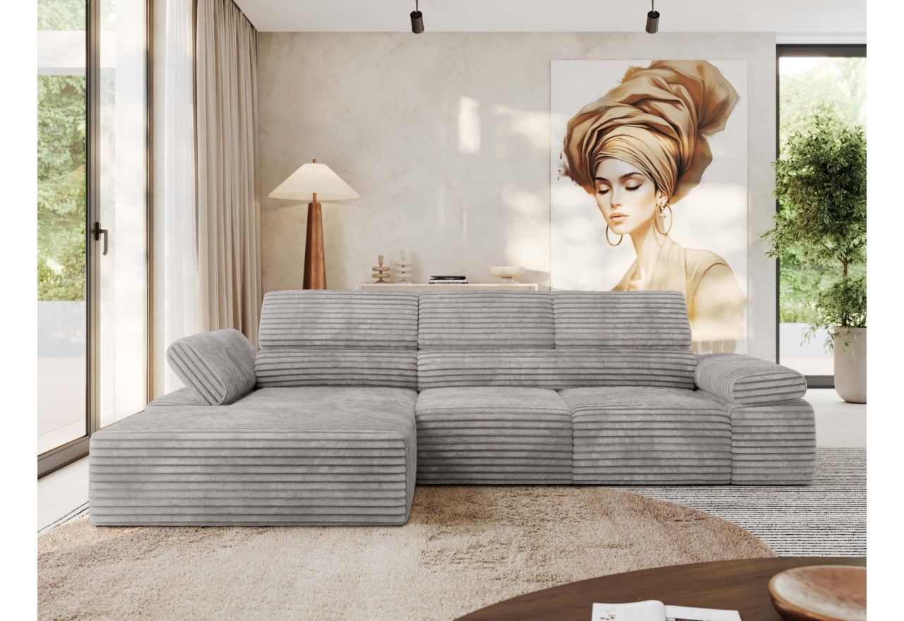 Narożnik z elektrycznym sterowaniem RILASSO L - Tilia 86 - szary - OUTLET