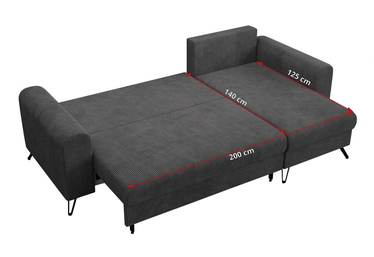 Narożnik HUGO L - Lincoln 90 - szary - OUTLETU