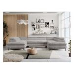 Narożnik PETER U - uniwersalny - jasnoszary, plusz