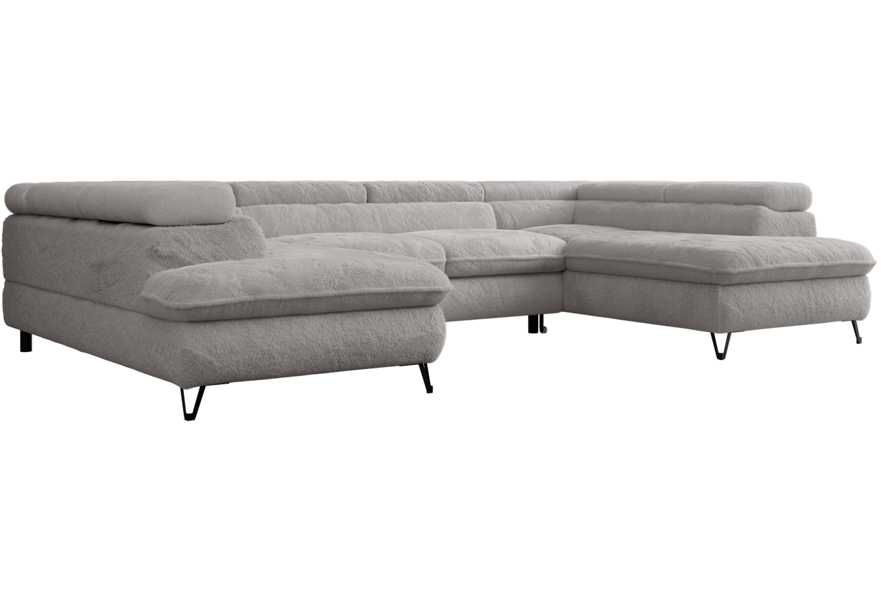 Narożnik PETER U - uniwersalny - jasnoszary, plusz