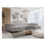 Narożnik PETER U - uniwersalny - jasnoszary, plusz