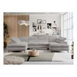 Narożnik PETER U - uniwersalny - jasnoszary, plusz