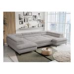 Narożnik PETER U - uniwersalny - jasnoszary, plusz