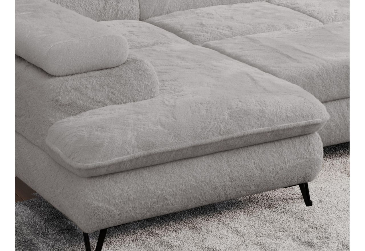 Narożnik PETER U - uniwersalny - jasnoszary, plusz