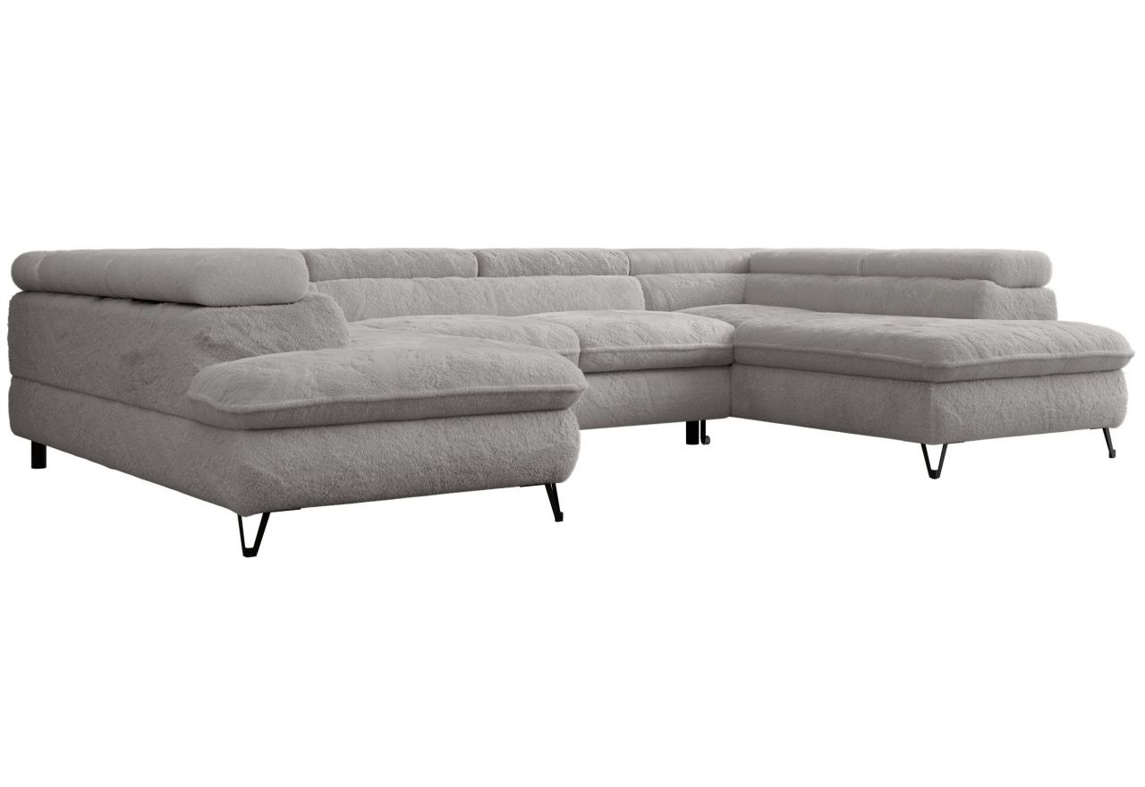 Narożnik PETER U - uniwersalny - jasnoszary, plusz