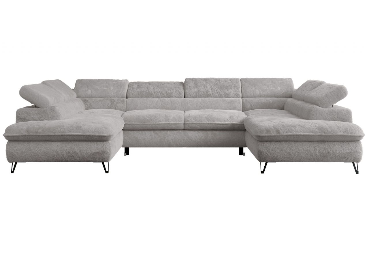 Narożnik PETER U - uniwersalny - jasnoszary, plusz