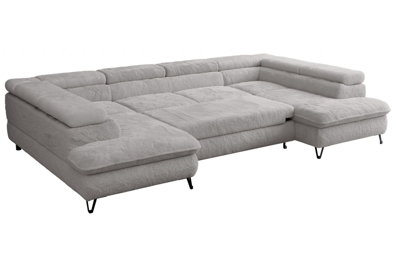 Narożnik PETER U - uniwersalny - jasnoszary, plusz