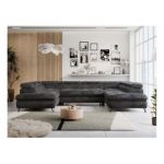 Narożnik PETER U - uniwersalny - ciemnoszary, plusz