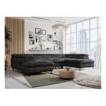 Narożnik PETER U - uniwersalny - ciemnoszary, plusz