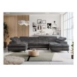 Narożnik PETER U - uniwersalny - ciemnoszary, plusz