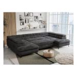 Narożnik PETER U - uniwersalny - ciemnoszary, plusz