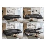 Narożnik PETER U - uniwersalny - ciemnoszary, plusz