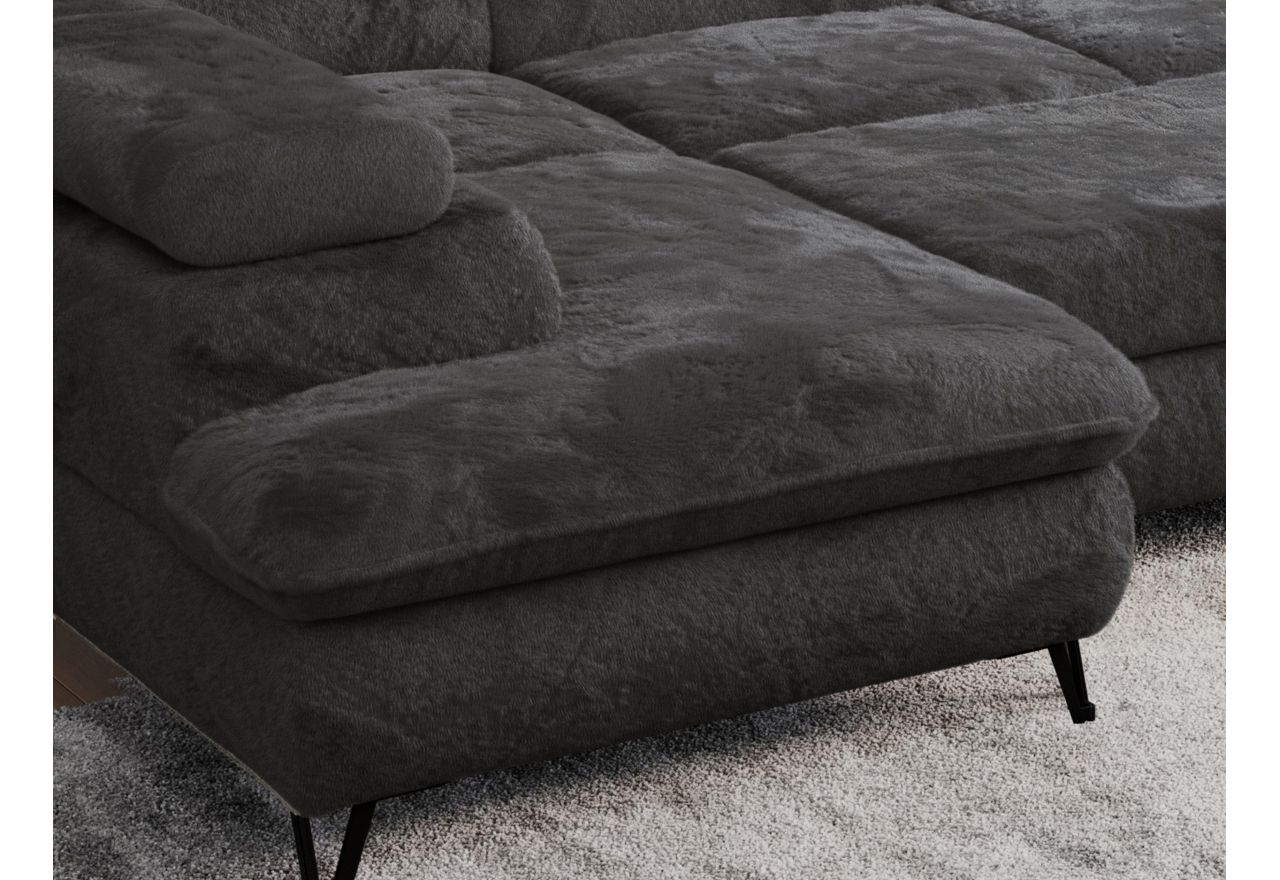 Narożnik PETER U - uniwersalny - ciemnoszary, plusz