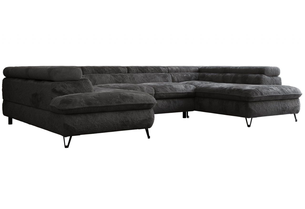 Narożnik PETER U - uniwersalny - ciemnoszary, plusz