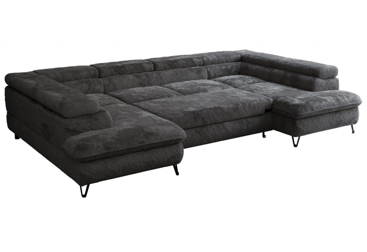 Narożnik PETER U - uniwersalny - ciemnoszary, plusz