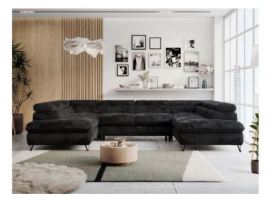 Narożnik PETER U - uniwersalny - czarny, plusz