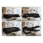 Narożnik PETER U - uniwersalny - czarny, plusz