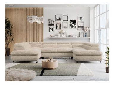 Narożnik PETER U - uniwersalny - kremowy, plusz