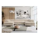 Narożnik PETER U - uniwersalny - kremowy, plusz