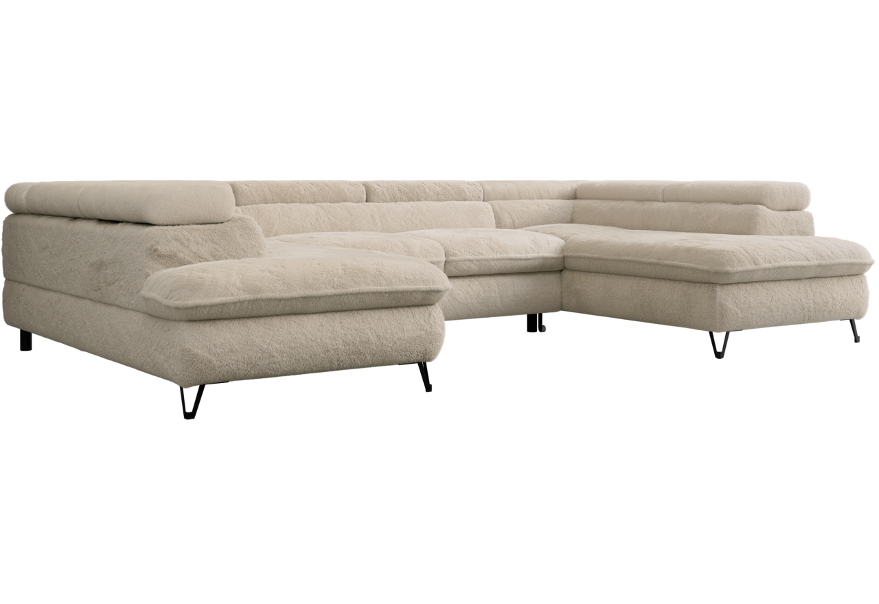 Narożnik PETER U - uniwersalny - kremowy, plusz