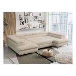 Narożnik PETER U - uniwersalny - kremowy, plusz