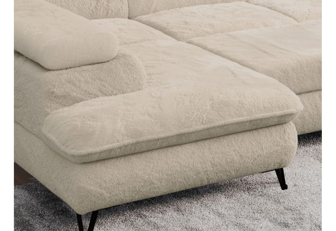 Narożnik PETER U - uniwersalny - kremowy, plusz