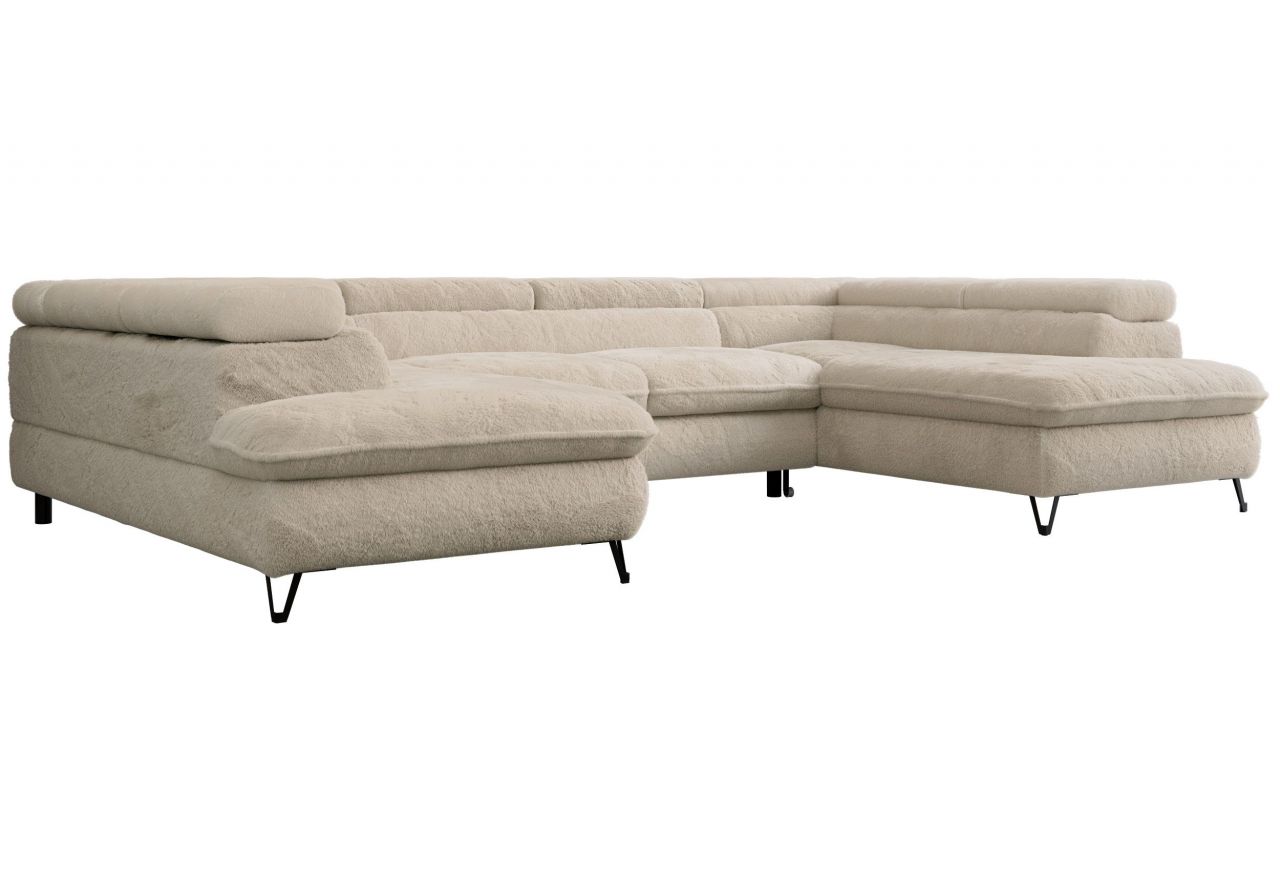 Narożnik PETER U - uniwersalny - kremowy, plusz