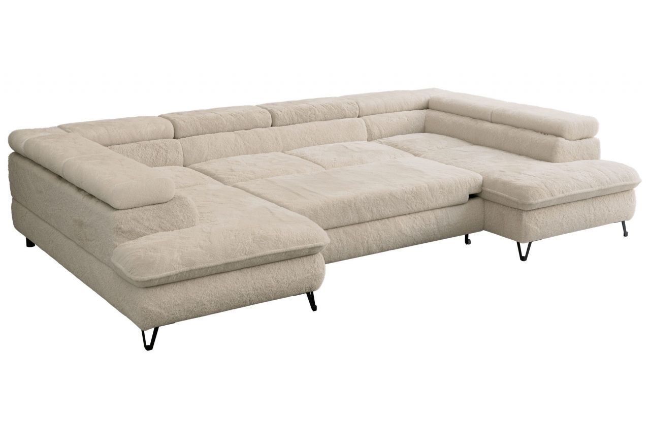 Narożnik PETER U - uniwersalny - kremowy, plusz