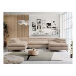 Narożnik PETER U - uniwersalny - beżowy, plusz