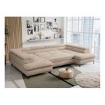 Narożnik PETER U - uniwersalny - beżowy, plusz