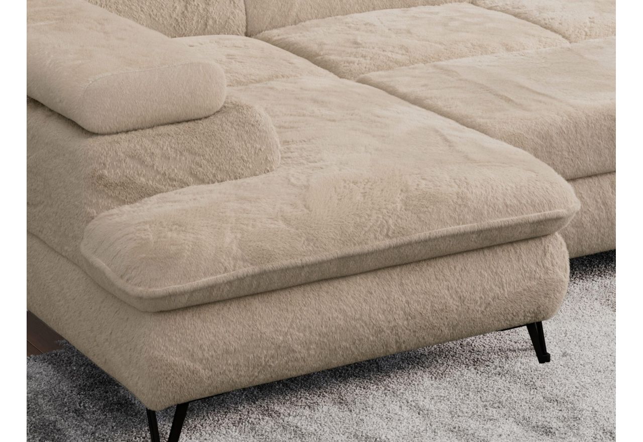 Narożnik PETER U - uniwersalny - beżowy, plusz