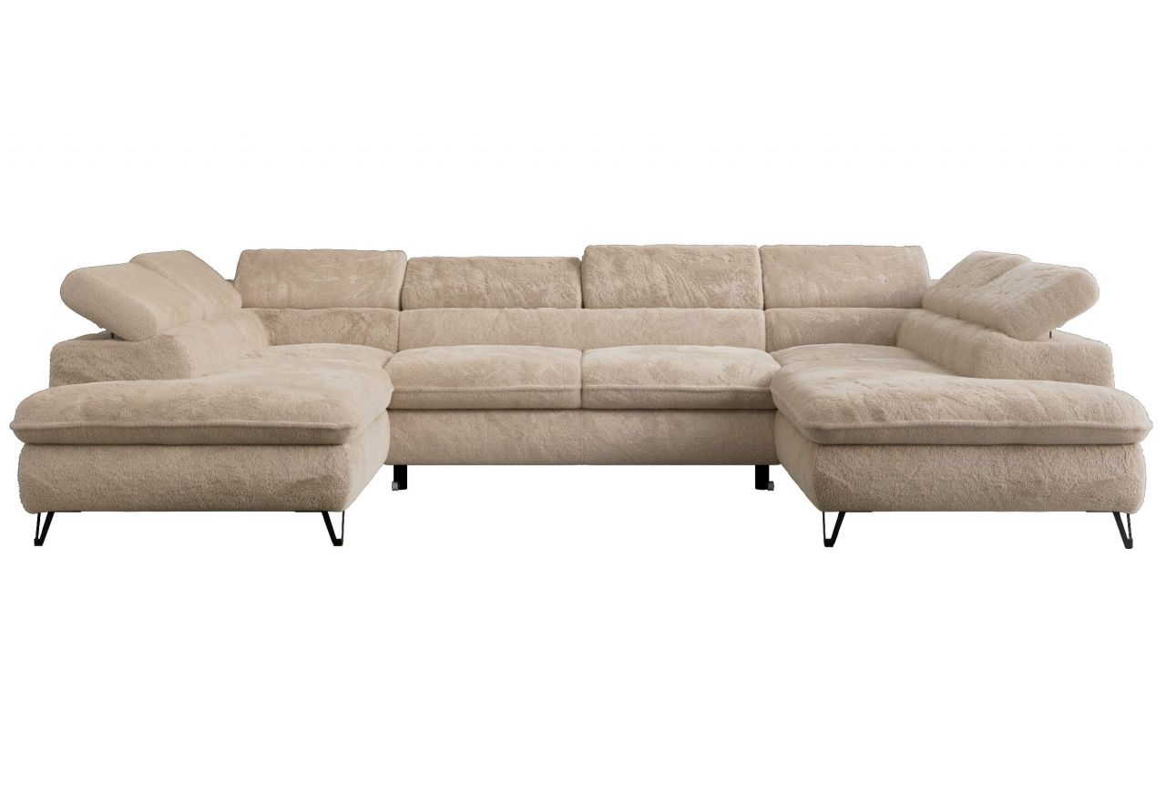 Narożnik PETER U - uniwersalny - beżowy, plusz