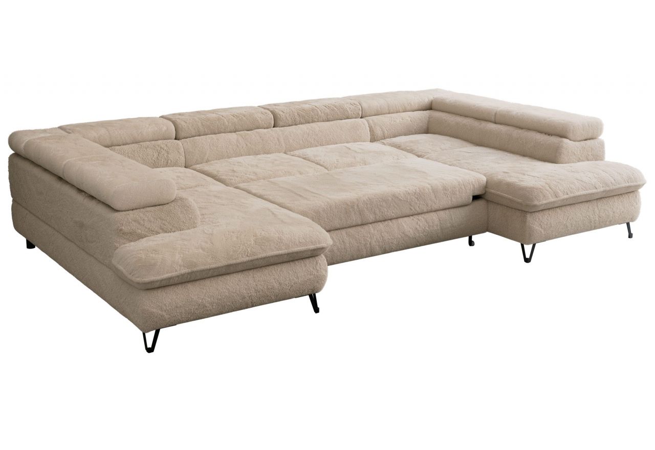 Narożnik PETER U - uniwersalny - beżowy, plusz