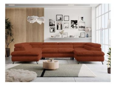 Narożnik PETER U - uniwersalny - pomarańczowy, plusz