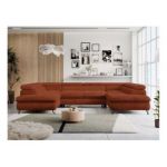 Narożnik PETER U - uniwersalny - pomarańczowy, plusz