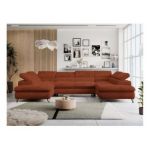 Narożnik PETER U - uniwersalny - pomarańczowy, plusz