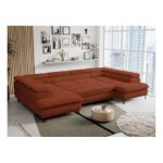 Narożnik PETER U - uniwersalny - pomarańczowy, plusz