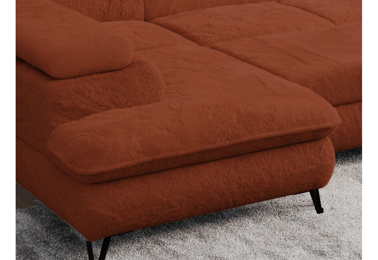 Narożnik PETER U - uniwersalny - pomarańczowy, plusz