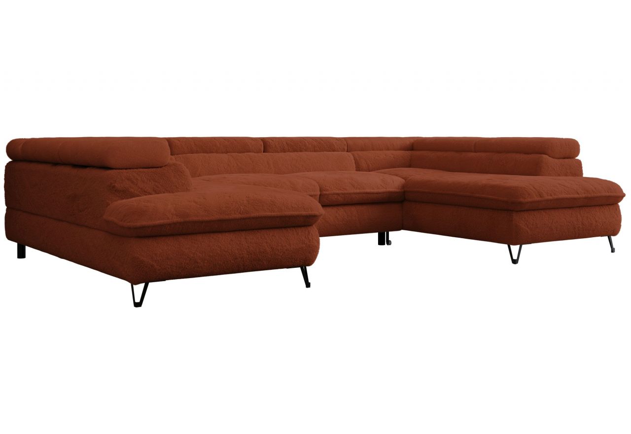 Narożnik PETER U - uniwersalny - pomarańczowy, plusz