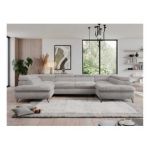 Narożnik - PEDRO U - uniwersalny - jasnoszary, plusz