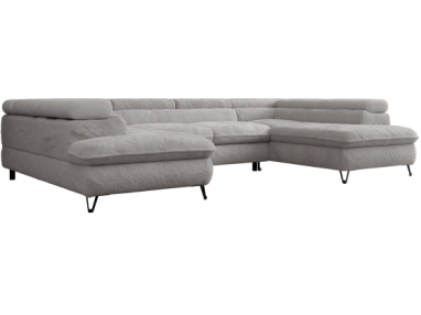 Narożnik - PEDRO U - uniwersalny - jasnoszary, plusz